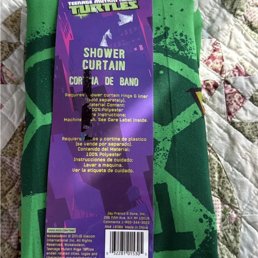 Teenage Mutant Ninja Turtles Green Shower Curtain 72”x72”